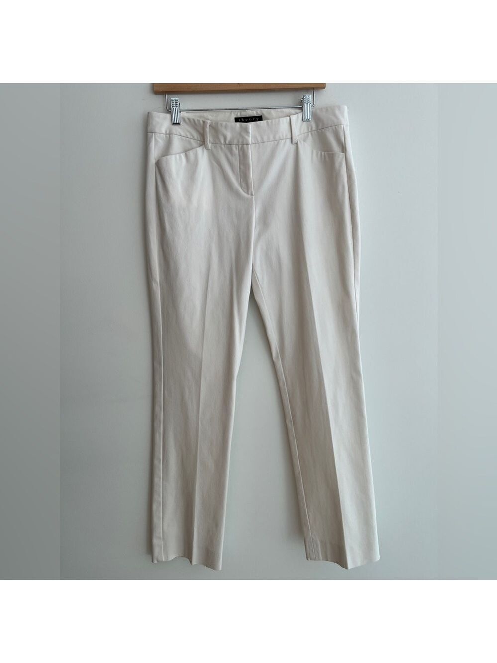 THEORY Izelle Approach Mid Rise Straight Leg Stretch Trousers Minimalist Chic